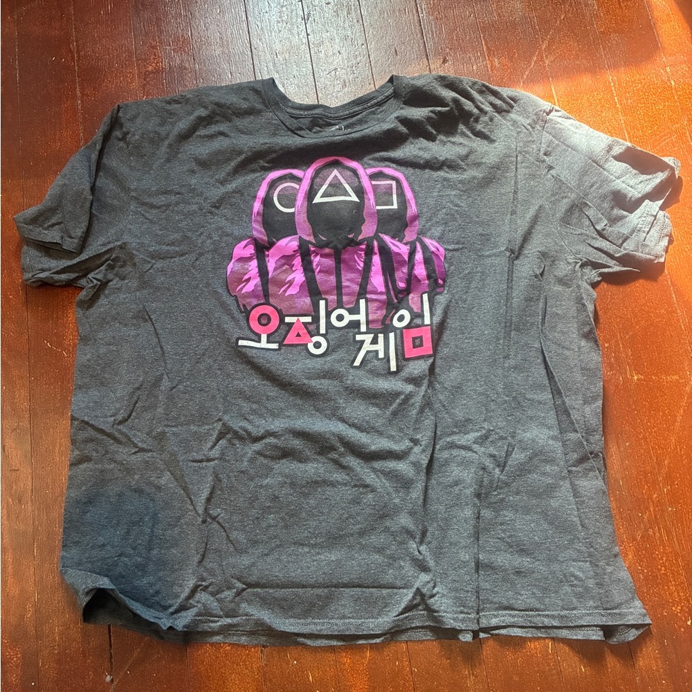 Squid Game Graphic T-Shirt Gray 3X Netflix Streetwear Tee